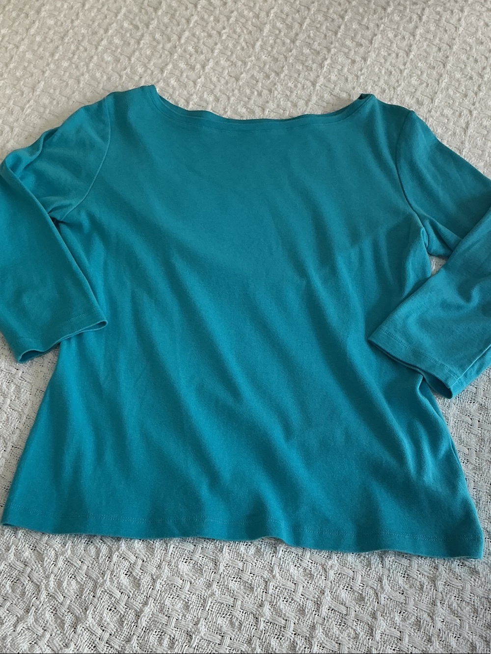 Talbots 100% Cotton Teal Boatneck Long Sleeve Top